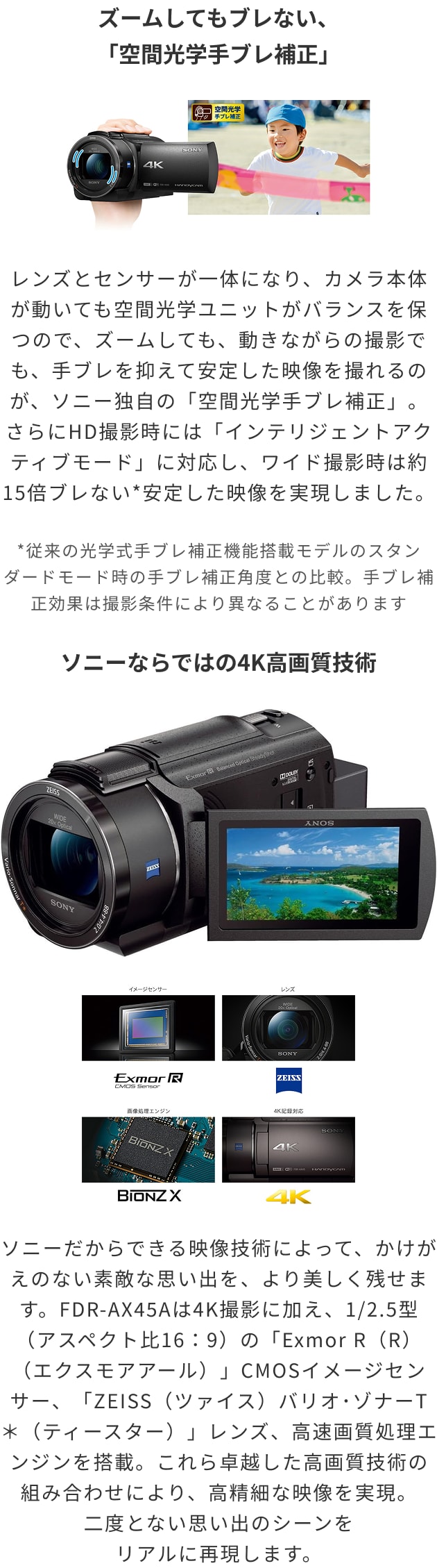 レンタル】ソニー(SONY)・ハンディカム FDR-AX45A ビデオカメラ
