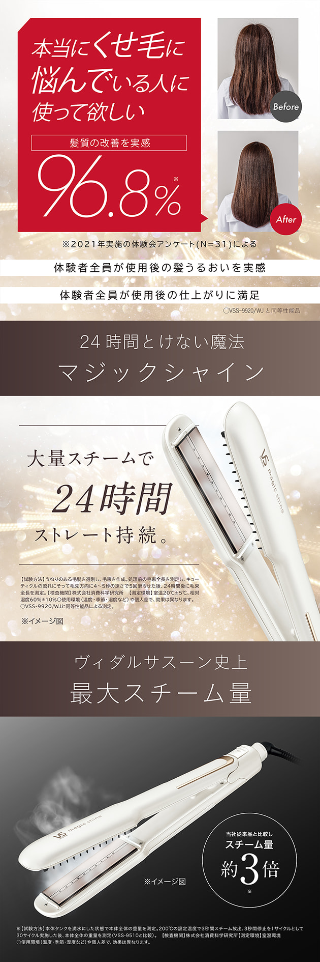 【新品未開封】ヴィダルサスーンスチームヘアアイロン ヴィダルサスーン VS スチームストレートアイロン ブラック