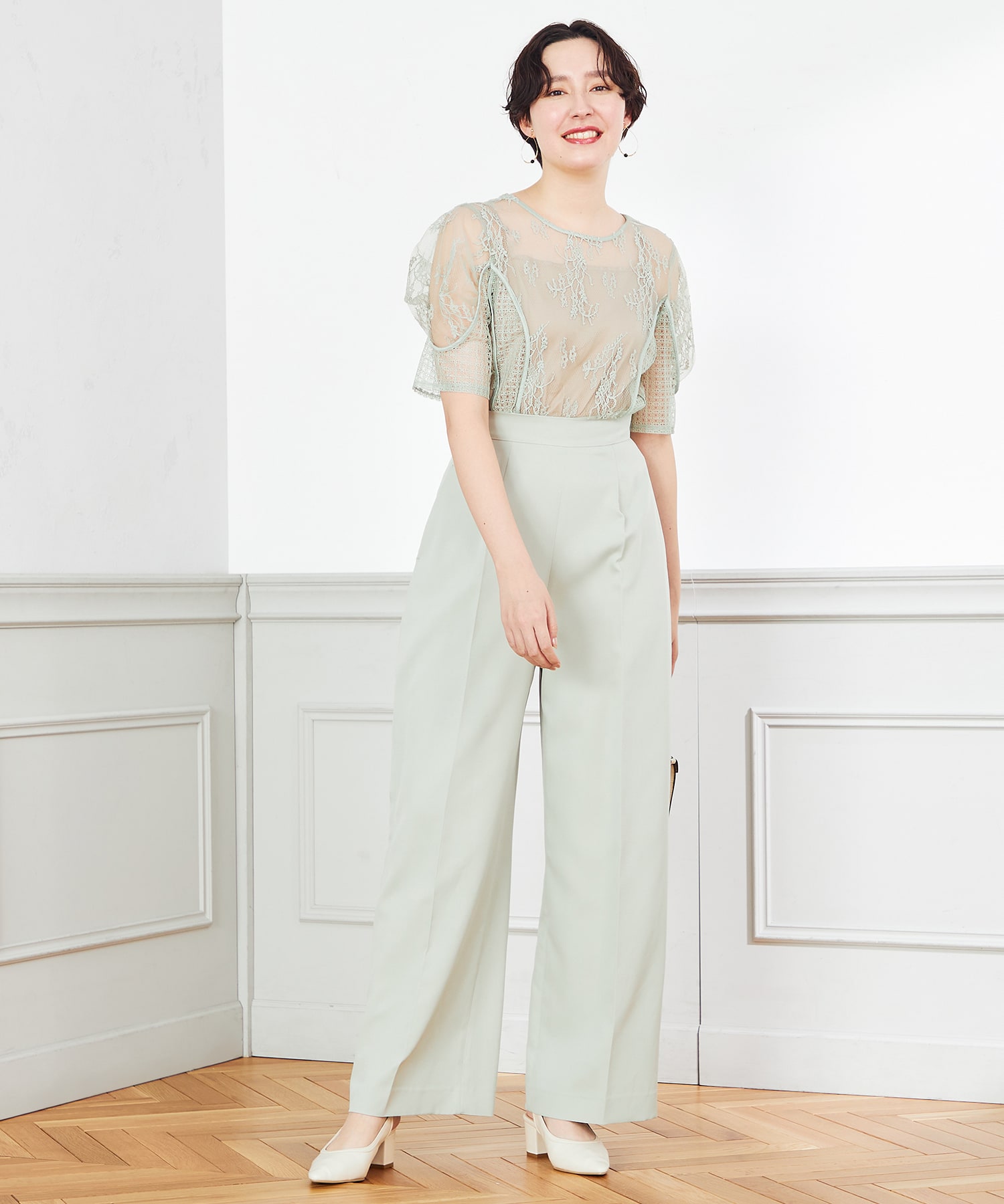 結婚式・二次会向けのLAGUNAMOON(ラグナムーン)のミントカラーのレンタルパーティドレスの画像