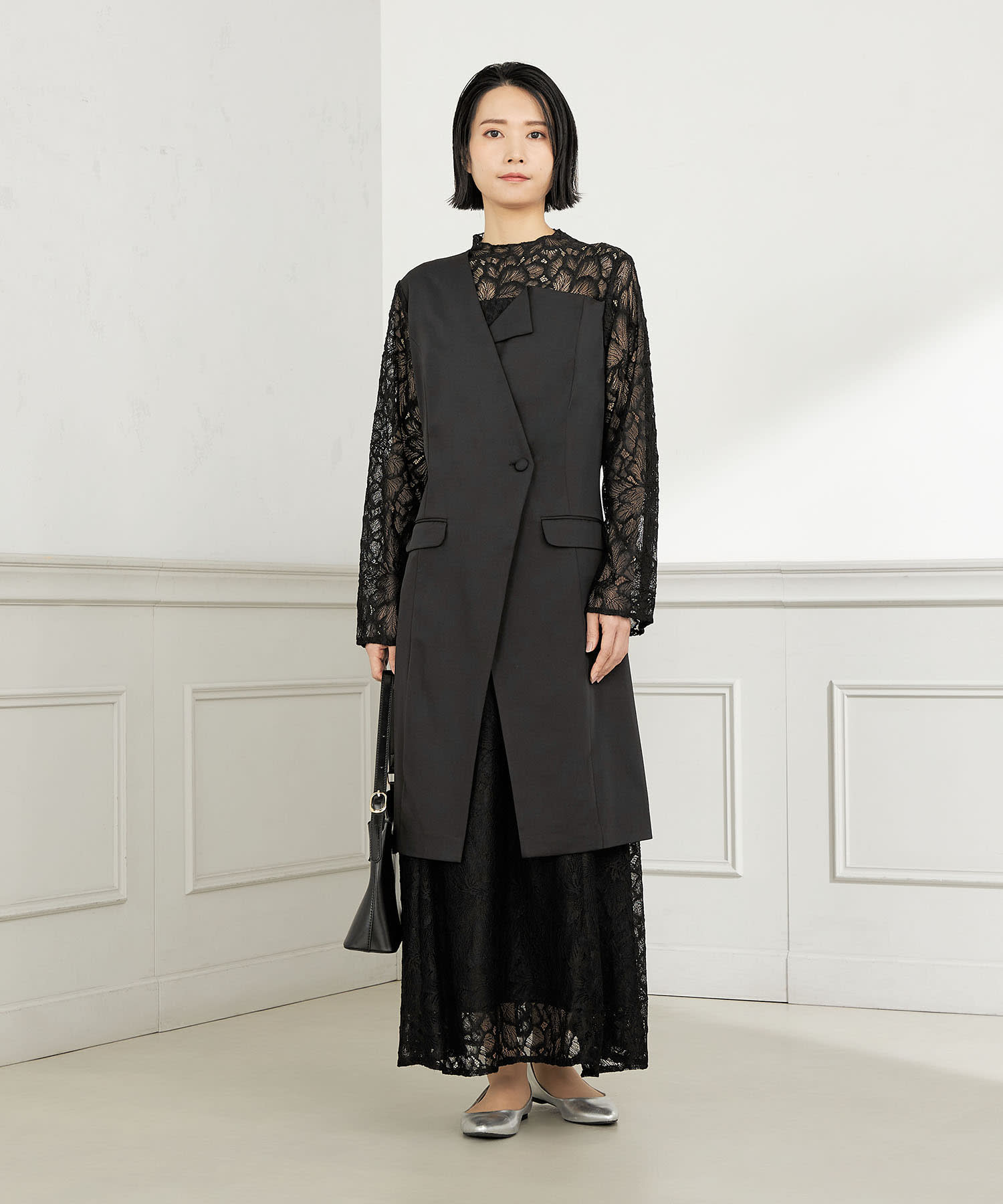 結婚式・二次会向けのCallarus(カラルス)の黒色のレンタルパーティドレスの画像